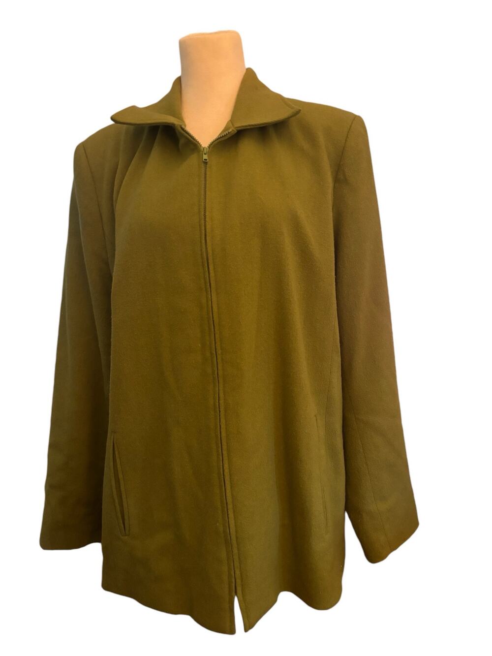 Leslie Stuart New York Vintage Wool Blend Olive Green Jacket, Women's Medium